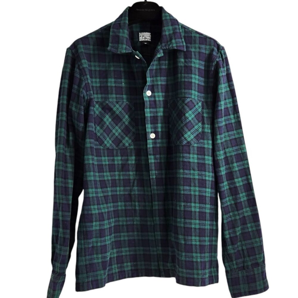 8.15 AUGUST FIFTEENTH Cotton Plaid Flannel Shirt M Blackwatch Gorpcore Grunge